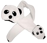 Plus Nao(プラスナオ) 子供用 帽子＆マフラー 2点セット セットアップ パンダデザイン ボア帽子 キッズ ジュニア 女の子 男の子 冬帽子 - クリーム