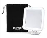Charmax ７倍拡大鏡 メイクミラー ライト付き 化粧鏡 360度 吸盤ロック付き 旅行 出張 LEDミラー（四角型）