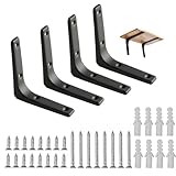 Phyxiul 棚受け金具 鋼ブラケット 4本セット 壁掛け 吊り棚金具 L字型ブラケット棚支え 耐荷重50kg 物置 収納 省スペース DIY 付属品 ネジ (12cm)