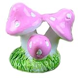 ガーデンオーナメント・置物 盆栽　 風景装飾品　庭の装飾　キノコ　ピンク