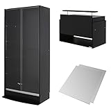 【福袋】【地球家具】フィギュアラック「ワイド」新シリーズセット 幅83cm 奥行39cm 【正規品】[鍵付きコレクションケース] [耐震]（引き戸 ハイタイプ本体+上置きロータイプ+背面ミラー） ブラック