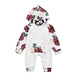 Liebeye 子供ロンパー　ベビー　ガールズ　ボーイズ　パーカー　長袖　ソフトコットン　フローラルプリント　ジャンプスーツ 100cm