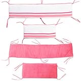 One Grace Place Simplicity Hot Pink Crib Bumper, Hot Pink and White [並行輸入品]