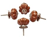 今日のsale-setの4セラミックブラウンCrackle Pumpkin装飾アンティークドアknobs-interiorラウンドノブとPullsキャビネット/ガールズDresser /子供用食器棚/