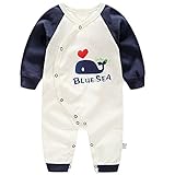 エルフ ベビー(Fairy Baby)ベビーロンパースカバーオール 可愛い動物プリント 四季兼用 9M(紺色)