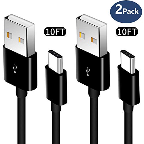 USBタイプCケーブル、2パック10 ft Android電話USB A to USB C充電ケーブル高速充電コードfor Samsung Galaxy s9、s9 Plus、Note 8 s8 Plus、LG g6 V30、HTC 10、NEXUS 5 X/6p、Google Pixel XLの表紙