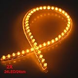 ライト，SODIAL(R)2ｘ24 LED車のストリップアンダーライトネオン足元柔軟な防水リニア - 黄色