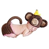 hibote 写真　プロップ新生児の赤ちゃんの少女かぎ針編みのニットコスチューム服のキャップギフトセット
