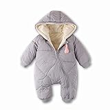 Baby Nest ベビー服 長袖ホワイトダックダウンカバーオール ロンパース コート フード付き 女の子 秋冬用 グレー 18-24M