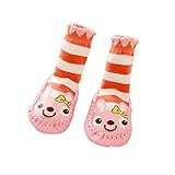 ラブリーうさぎストリップロングスタイルのコットンアンチスリップベビーソックス、13センチメートル