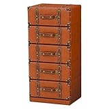 トランク型チェスト/リビング収納 【5段】 幅41cm 合成皮革/合皮使用 チェスターシリーズ ライトブラウン 【完成品】【代引不可】 生活用品 インテリア 雑貨 インテリア 家具 収納家具 チェスト その他のチェスト top1-ds-13