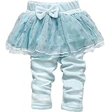 HONEY BLOSSOM ベビー & キッズ リボン ドット チュール 綿素材 裏起毛 スカッツ m212 blue 80