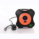 OUエアコンプレッサー 車用空気入れ 電動ポンプ コンパクト シガーソケット接続式 ３種類ノズル付き デジタル表示 led灯 付き自動車 バイク ボール 浮き輪 レジャー用品などに適用 (オレンジ) 