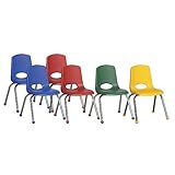 ECR4Kids School Stack Chair with Chrome Legs/Ball Glides (6-Pack), 16-Inch, Assorted Colors [並行輸入品]