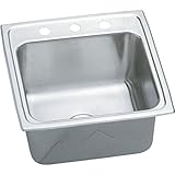 Elkay DLR1919103 3-Hole Gourmet Single Basin Drop-In Stainless Steel Kitchen Sink, 19-Inch x 19-1/2-