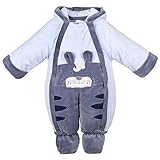 エルフ ベビー(Fairy Baby)ベビーカバーオール冬 ロンパース 足つき 防寒着フード付き 可愛い(ブルー、サイズ：73)