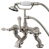 Elements of Design DT4098AL Hot Springs Deck Mount Clawfoot Tub Filler with Hand Shower, 7-1/8' in S