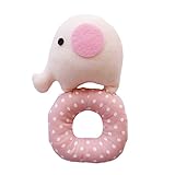 日本製 ベビー用ラトル　リング型　鈴入りがらがら　ぞうさん　ピンク