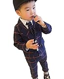 （ルノン）Lunon ボーイズ スーツ ネイビー チエック 柄 ジャケット パンツ 上 下 2点 セット 卒園 入学 発表会 正装 フォーマル (110)