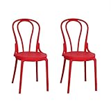 【2脚セット】ジェネリックチェア おしゃれ カフェ風 デザイナーズチェア 内外用 INK-S115-RD-2SET ドロップ (レッド)