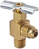 Eaton Weatherhead 320 Brass Needle Valve, Flare Angle, 90-Degree Elbow, 1/4 Tube OD x 1/8 NPT Male b