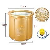 ZWL ステントフォールドバスタブ厚いプラスチック65 * 75cmアダルトフォルダネットバスバレル洗面器インフレータ付きシンプルなバスバレル fashion.z ( 色 : ゴールド )