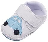 C-Princess 子供靴 ベビーシューズ ファーストシューズ 赤ちゃん 新生児靴 滑り止め 歩行練習 かわいい 男の子 女の子 出産お祝い (13cm, Bホワイト*車柄)