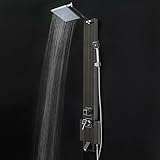 Firebird 48 "ブラックステンレススチールシャワーパネルタワー降雨シャワーヘッドと注ぎ口