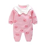 パジャマ ベビー 女の子 赤ちゃん カバーオール 長袖 秋 ロンパース トマト 柄 ピンク 新生児 ルームウェア かわいい オシャレ ベビー肌着 ベビー服 子供服 ベビー肌着 パジャマ 綿 コットン 