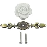 BUYITNOWヴィンテージ花キャビネットノブセラミックアンティーク装飾引き出しハンドルキッチン寝室用 119*40*45mm ホワイト BUYITNOW-AC-WB004403