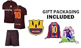ファンKitbag Messi # 10 Barcelona Youth Third Soccer Jersey & Shortsキッズプレミアムギフトキット✮ボーナスMessi # 10画像バックパ