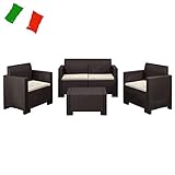 ガーデンテーブルセット ソファ4点セット NEW STAR SET モカ （樹脂 ラタン調 屋外 イス テーブル ガーデン バルコニー イタリア製）