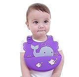 ange select ベビー スタイ 赤ちゃん 食事 シリコン エプロン 幼児 ポケット付き ビブ (クジラ)