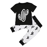 ベビー　子供服　綿　Ｔシャツ　ロングパンツ　2点セット　超可愛い　サボテンプリント　柔らかい　赤ちゃん服　男の子　女の子　出産祝い　普段着　パジャマ (70)