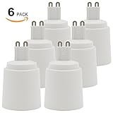 6 PACK G9 to E26/E27 Adapter, G9 Plug-in Base to E26/27 Edition Screw Base Socket Converter, Fits Ha