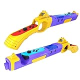 Switch Sports ゲームガン シューティングゲーム 銃型 アクセサリー Switch/Switch OLED Joy-Con用 体感スポーツ グリップ 分体式 取り外し可能 ゲームカード4枚収納 対戦実装 没入感体験 (1個入り) (イエロー+パープル)