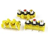 uxcell　AV同心ソケット　プラスチック　メタル　シルバートーン　オレンジ　3個入り