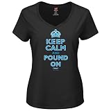Carolina Panthersファン。Keep Calm and Pound OnブラックレディースVネックTシャツsm-2 X ) L ブラック