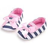 ベビー靴　ベビーシューズ　ストライプ　プリンセスシューズ　蝶結び　女の子　コットン　綿　 (L)