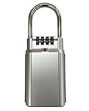鍵収納BOX ダイヤル式 4桁 携帯式保安ボックス錠 南京錠 (シルバー)