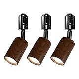 Luxour スポットライト ダクトレール レールライト 60W形相当 LED一体型 LED電球内蔵 ライティングレール専用 ダクトレール レールライト 電球色 自然色 昼白色 ダクトレール用照明 LED 一体式 おしゃれ スポット照明 ダイニング 間接照明 照明器具 ハロゲン電球(3セット, ブラウンの器具-自然色)