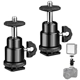 TokTech 雲台 自由雲台 ボールヘッド 小型 2個入り 1/4ネジ パノラマ雲台 360°回転ボール雲台 コンパクト 軽量 耐荷重1.6kg DSLRカメラ対応 パノラマ 三脚用