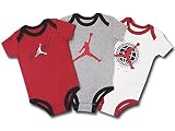 (Jordan)ジョーダン ベビーロンパース 3点セット (6/9M(6～9ヶ月), 赤灰白) [並行輸入品]