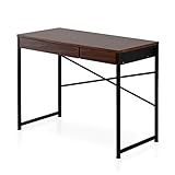 ワイエムワールド 幅90 奥行45cm デザイン 引き出し パソコンデスク レクシア 【カラー： ブラウン 】 00-146