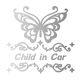 デザイン工房ＳＩＧＮＳ 車ステッカー Child in car 3 綺麗にはがせる 車 ステッカー 蝶 チョウ シルバー