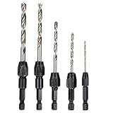 5ピースドリルビットセット1/4 "六角シャンク木材hcsドリルビットセット2、3.2、4、5、6ミリメートルクイックチェンジ金属ツール六角コードレススクリュードライバー