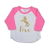 5年古いユニコーンシャツ、5th Birthday Girl Outfit カラー: ピンク