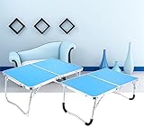 DEWEL 折り畳みサイドテーブル　折りたたみローテーブル ノートパソコンスタンド　 サイドテーブル カラフル スリム 折れ脚 コンパクト ポータブルテーブル・キャンプ・アウトドア 折畳テーブル ベッド ソファ 利用可能 (ブルー)