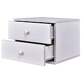 Costway サイドチェスト リビングチェスト 収納チェスト ナイトテーブル サイドテーブル リビング収納 2段 ホワイト 40x40x高さ35cm