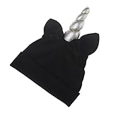 Honel ニット帽 子供 女の子 ユニコーン 手編み 暖かい 防寒 かわいい 誕生日 プレゼント ブラック